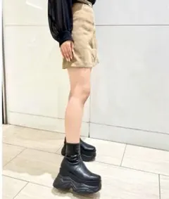 【R&E】厚底ラバーStormストレッチショートブーツ Lサイズ