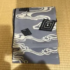 アンティーク 絽 夏物名古屋帯 ブルーグレー 抽象模様