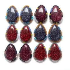 482 ビーズ刺繍カボション　ハンドメイド