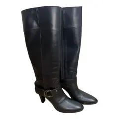 美品銀座ワシントンロングジョッパーブーツ　サイドジップ　レザー　本革黒　23.5