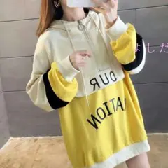 デザインかわいいパーカーBF　オルチャン　韓国　ルーズ　bf　ulzzang8