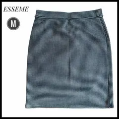 ESSEME ギンガムチェック タイトスカート M ミニ丈　裏ボア　ブラック　冬