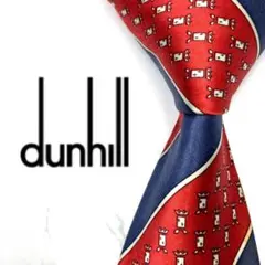 ◆美品◆dunhill ダンヒル ネクタイ 赤色 ストライプ オシャレ 光沢感