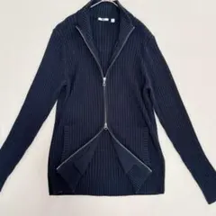 UNIQLO ◆リブニット◆ダブルジップカーディガン◆ブラック◆L