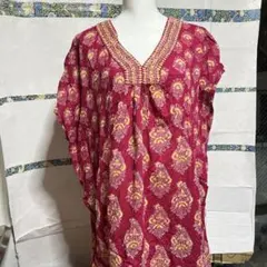 ANOKHIアノーキー インド綿ブロックプリント カフタンチュニック
