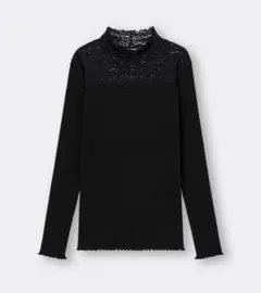 GU スタイルヒートリブレースハイネックT(長袖)ブラック