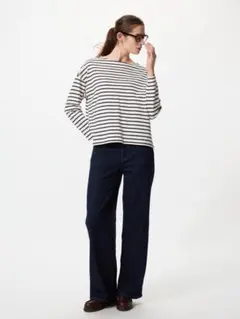 美品】UNIQLO ボーダー T 長袖 カットソー