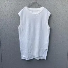 2587【GU】L♡サマーニット フレンチスリーブ ホワイト セーター