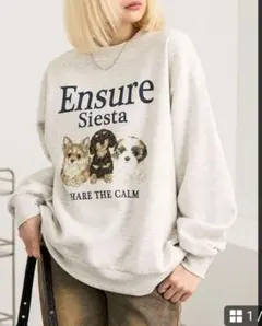 ヴィンテージ ライク＊ドッグ デザイン オーバーサイズ スウェット