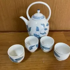 ノリタケ　青い花柄 急須とお猪口セット