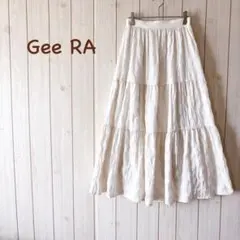 【美品】＊Gee RA＊ ワッシャーボリュームティアードスカート M アイボリーのサムネイル