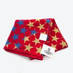 Y502-189【新品】ヴィヴィアンウエストウッド　ガーゼハンカチ　星　赤