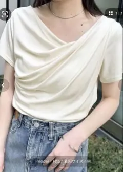 RANAN 2WAYドレープオフショルリブＴシャツ