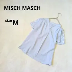 ミッシュマッシュ　ケープスリーブブラウスM ブルー系　レース　Vネック　中国製のサムネイル