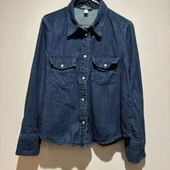 ダークデニム ボタンアップシャツ Mサイズ