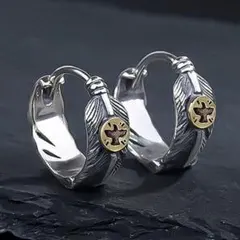 ★新品・送料無料★メンズ　ピアス　フープピアス　フェザー　シルバー　 両耳