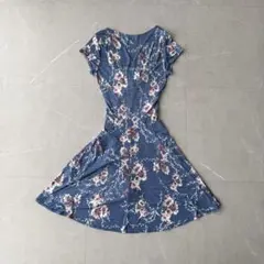 値下げ中＊【EGERIE】ワンピース 花柄ブルー ストレッチ素材