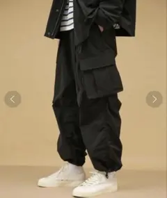 ナノユニバース ナイロンカーゴパンツ 黒 Sのサムネイル