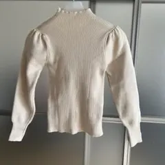 リブ編み ハイネック セーター 長袖ライトベージュ