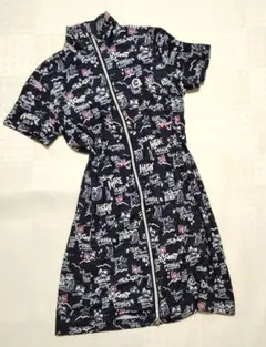 【美品】アダバットワンピース　ボタニカル柄　ジップアップノースリーブワンピ　38 美品】アダバットワンピース ボタニカル柄 ジップアップ
