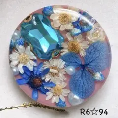 R6☆94フラワーレジンハンドメイドヘアゴム(ビジューワンポイント)