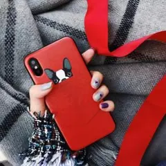 ◇iPhoneX/XS◇大人可愛いスマホケース◇ポッケにフレブル◇赤色◇のサムネイル