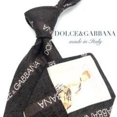 【美品】DOLCE & GABBANA 織柄 ストライプ ロゴ ブラウン