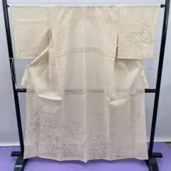 BY★3130★ 訪問着 麻 夏物 薄茶色 渓雪 着物 和装