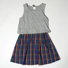 GLOBAL WORK ノースリーブ ワンピース グレーチェック柄 サイズXXL