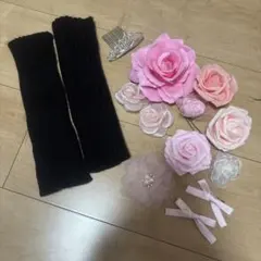 盛り髪 体育祭 文化祭 バラ ヘアピン リボン アームカバー ティアラ JK