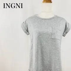 イング　ストライプ　フェイクレイヤード　クルーネック　半袖Tシャツ【5020】のサムネイル
