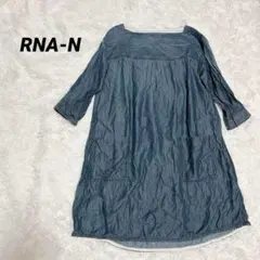 RNA-N 深藍 牛仔風 寬鬆上衣 五分袖