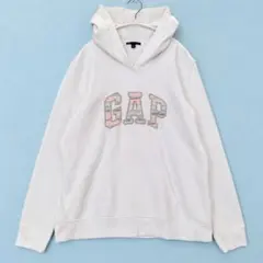GAP ギャップ 白 パーカー カラフルロゴ L プルオーバー フーディー 古着