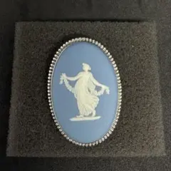 【極美品】ウェッジウッド ジャスパー ブローチ JWホールマーク 刻印 銀製枠のサムネイル