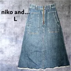 人気✨ニコアンド　niko and... アウトパッチZIPスカート　 デニム