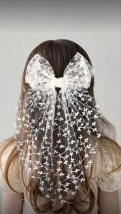 ホワイトレースリボンヘアアクセサリー