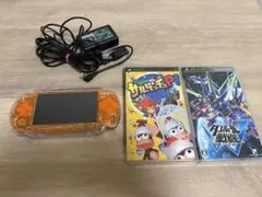 PSP 2000 クリアオレンジカスタム＋ソフト3本セット