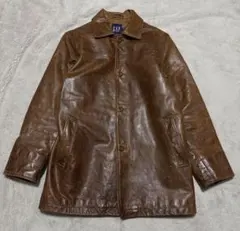 old gap レザー カーコート M ブラウン vintage old GAP 90s Leather Car Coat レザーカーコート テーラード