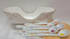 Nitto Fine Ivory China　陶器スプーン5本&カトラリーケース