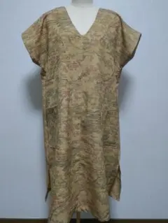 着物リメイク 花柄 Vネック チュニックワンピース