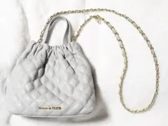 Maison de FLEUR★WEB限定色美品　キルティング巾着バッグ　グレー