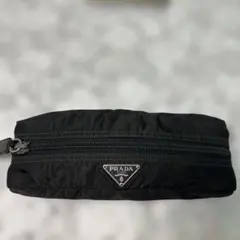 美品✨PRADA プラダ コスメポーチ 三角ロゴ ブラック ナイロン ペン