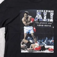 US古着 モハメド・アリ ボクシング プリントTシャツ ブラック XL相当
