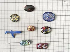 ④【未使用】ヴィンテージ 七宝焼 ブローチ 8点 帯留めにも 金彩 昭和レトロ