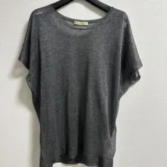DES PRES デプレ　半袖 シアーニット グレー 光沢素材ありのサムネイル