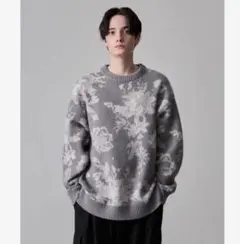 CLEL 花柄シャギーニット　グレーのサムネイル