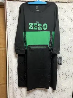 七分袖カットソー ブラック/グリーン 【2月中に売れなければ処分します】