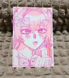 手描きイラスト ポストカード オリジナル 女の子 萌え絵 平成 サブカル