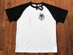 PDR ホワイト/ネイビー ラグランTシャツ 肩メッシュ ヘンリーネック