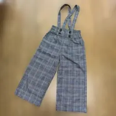 グレー系チェック柄　サスペンダー付きパンツ　 サイズ130㎝